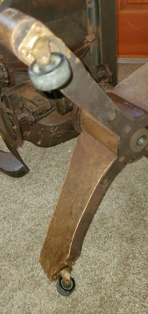 Vintage Wood Rolling Office Desk Chair