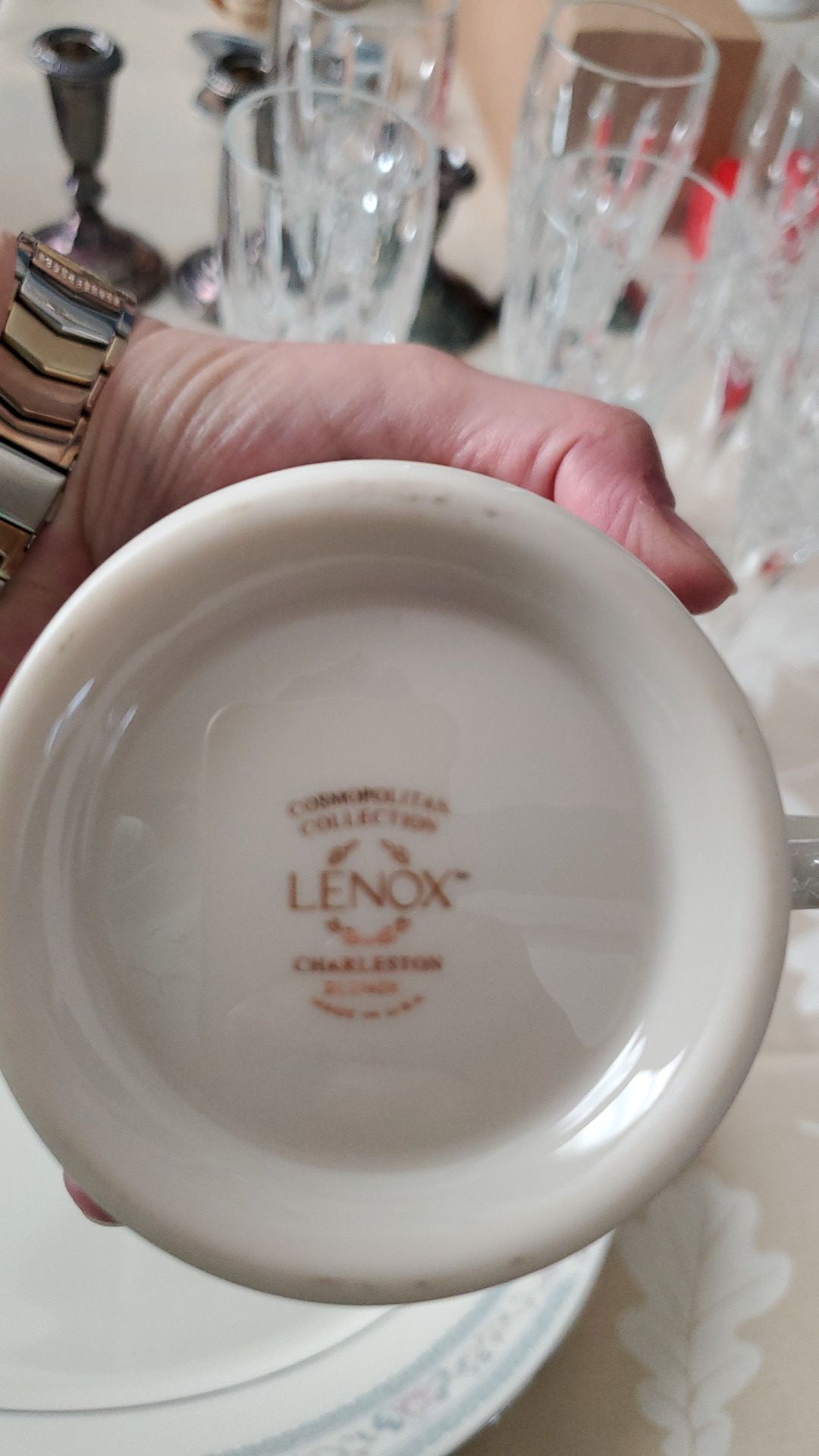 Lenox Charleston pattern sugar bowl and creamer