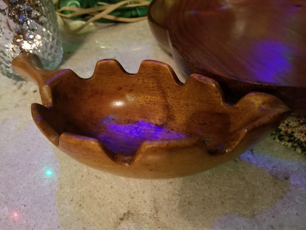 Wood bow, platter, and spoon rest