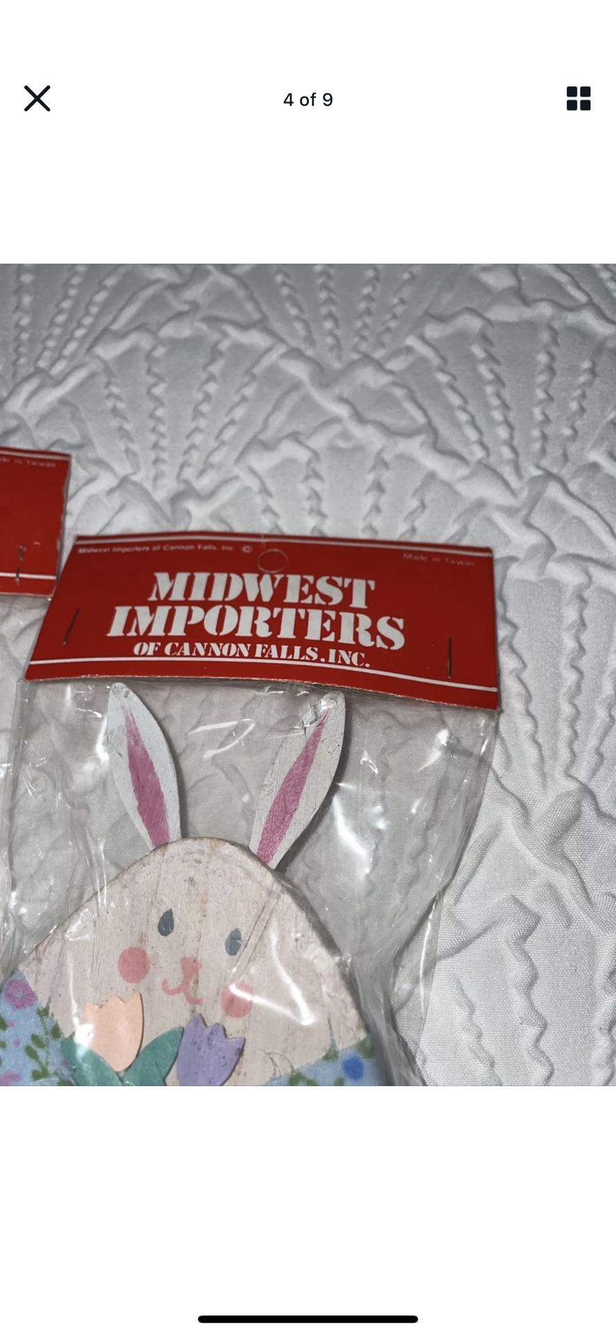 VTG Midwest Importers Of Canon Falls Wood Bunnies Ornaments Easter Like New Set of 6 Made in Taiwan! 3 matching sets!