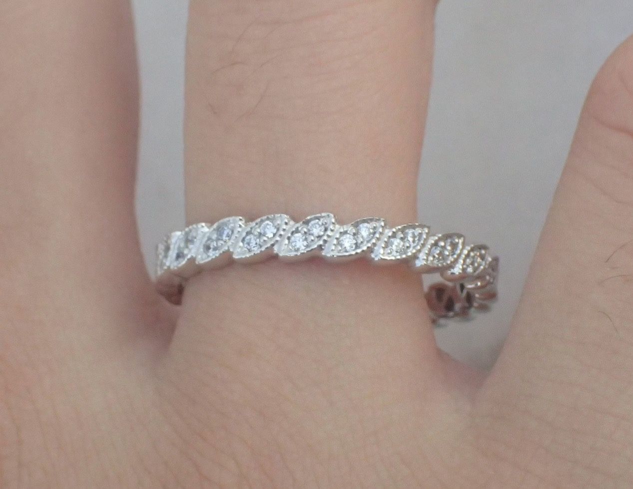 14k Full Eternity Art Deco Band Stacking Rings Vintage Inspired Diamond Band 14K Solid Gold Diamond