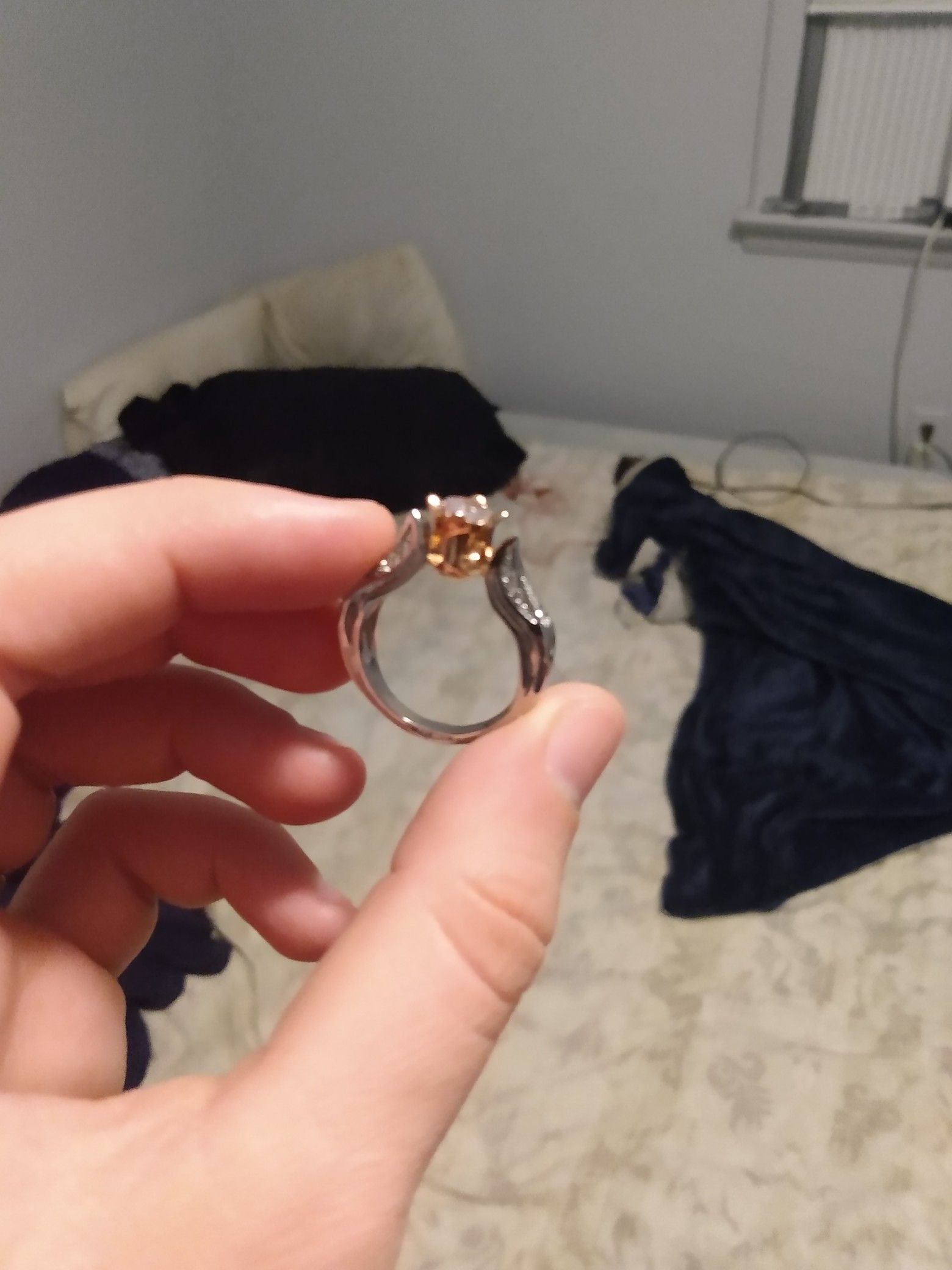Vorcano silver and rose gold wedding ring