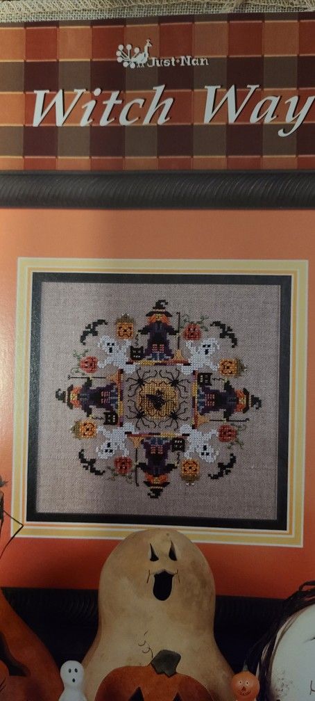 Halloween Cross-Stitch Pattern, Fabric, and Charm