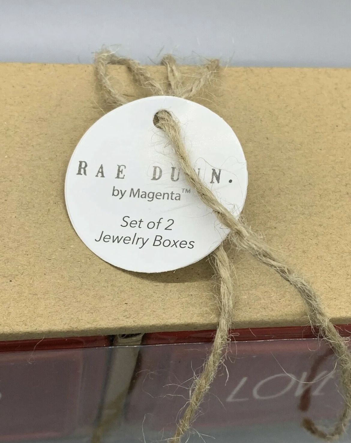 Rae Dunn Jewelry Box Set Of 2 Wedding Ring Boxes Stash Trinket Organizers #1623