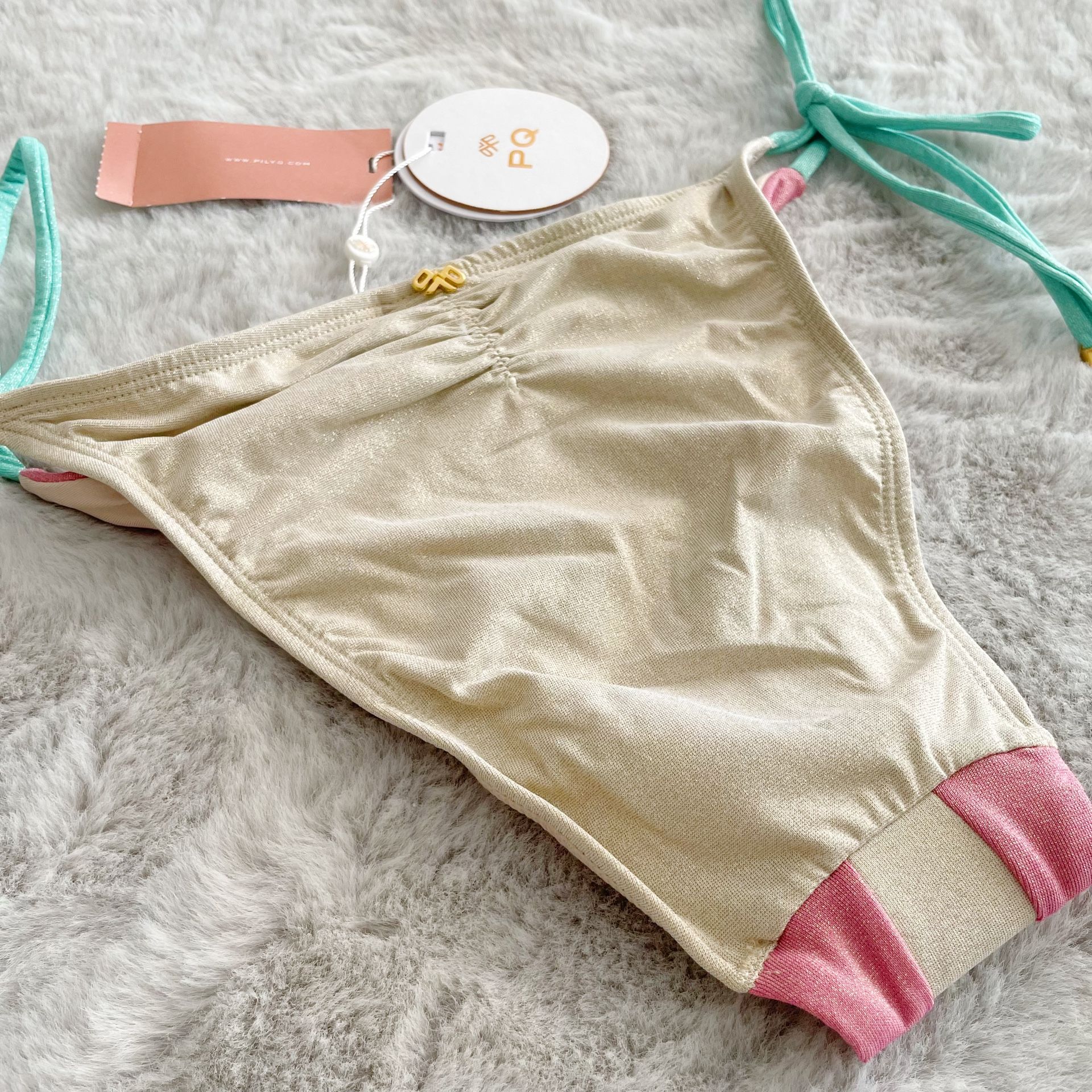 NWT PQ Swim Divine Color Block Metallic Bikini Set