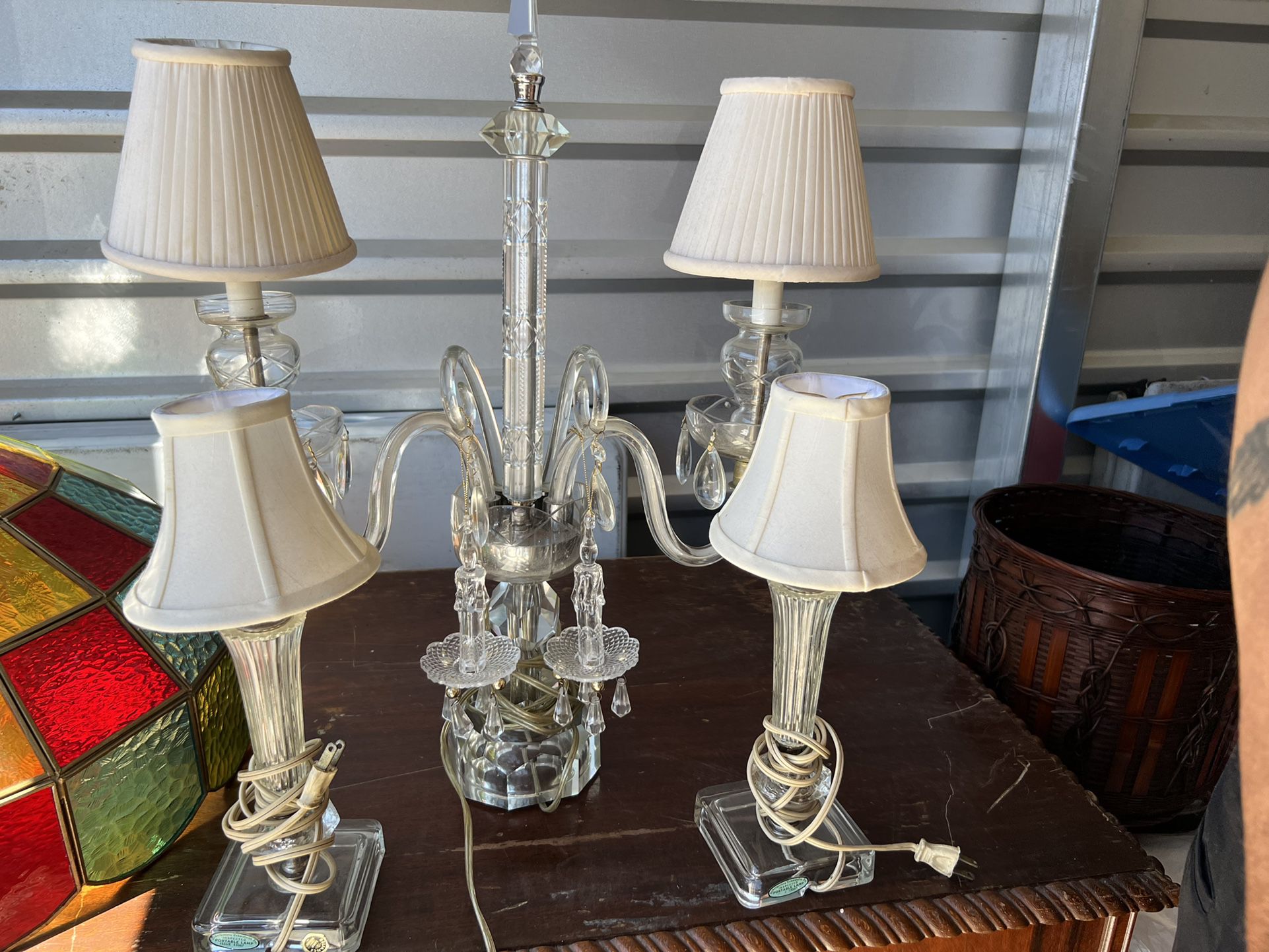 Unique  Lamp Set With Hanging Crystals