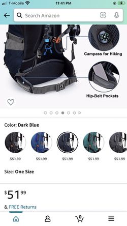 G4Free 50L Hiking Backpack Waterproof Daypack Outdoor Camping Climbing Backpack with Rain Cover for Men Women Thumbnail