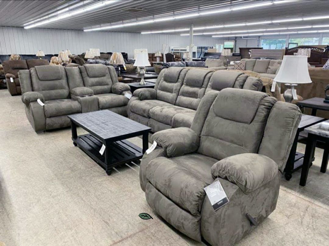 🪶💲39 Down PaymentMcCade Cobblestone Reclining Living Room Set