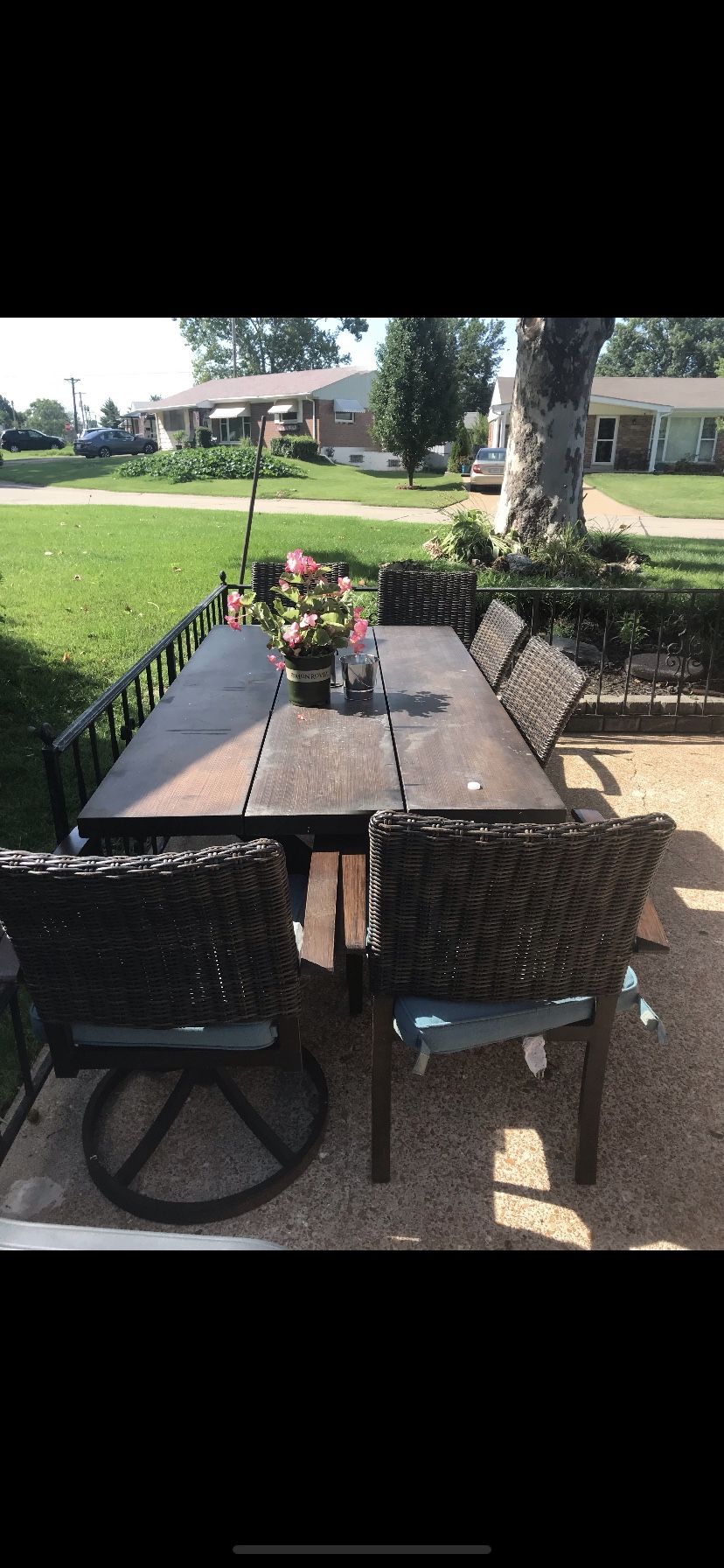 Outside table and chairs Six chairs go with this table