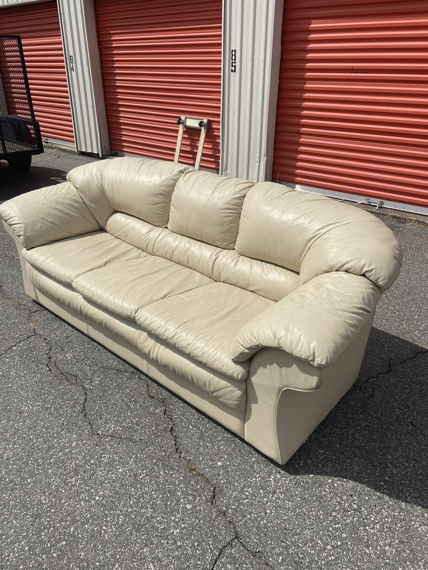 Free Delivery - Leather Cream Couch