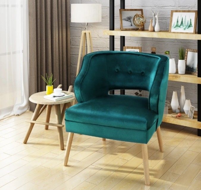 Teal Modern Velvet Cushioned Accent Chair