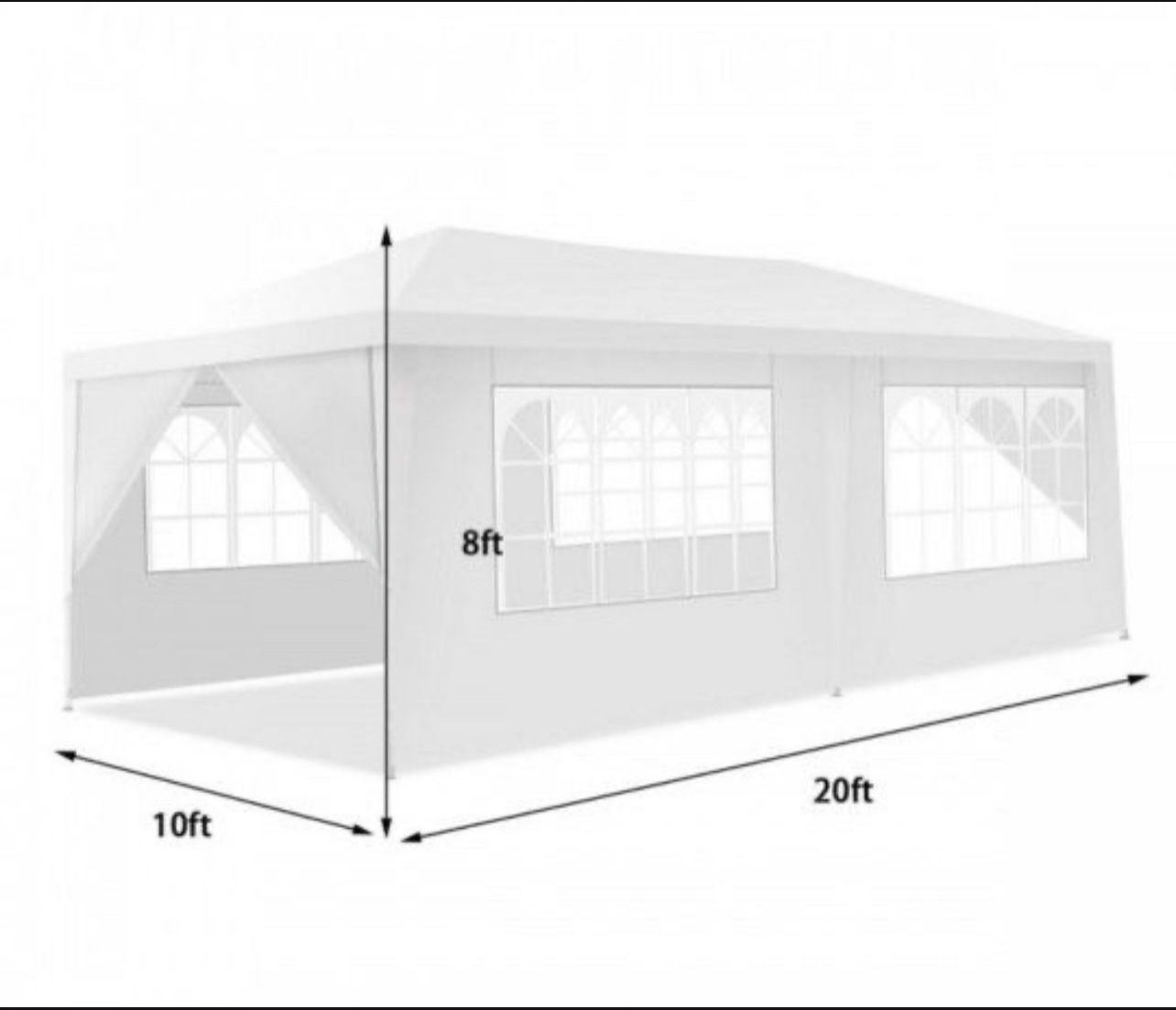 10'x20' Outdoor Canopy Party Wedding Tent White Gazebo Pavilion with 6 SideWalls