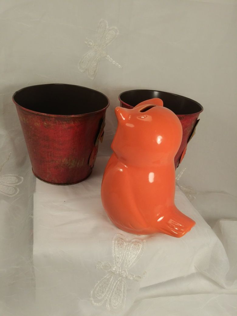 Owl Decor Bucket Bank