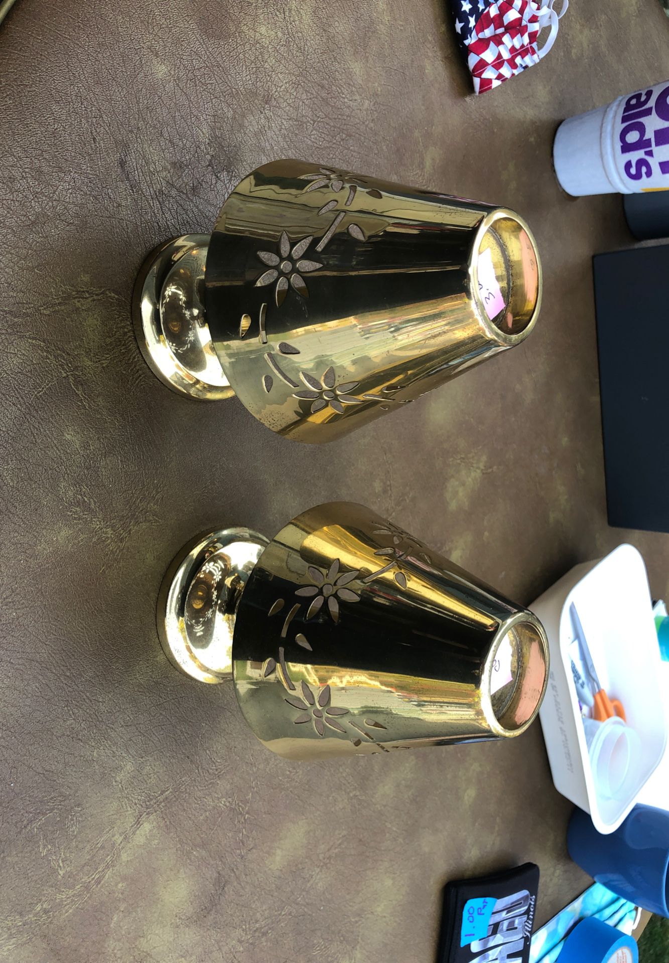 Brass Tea light candle holder with shade