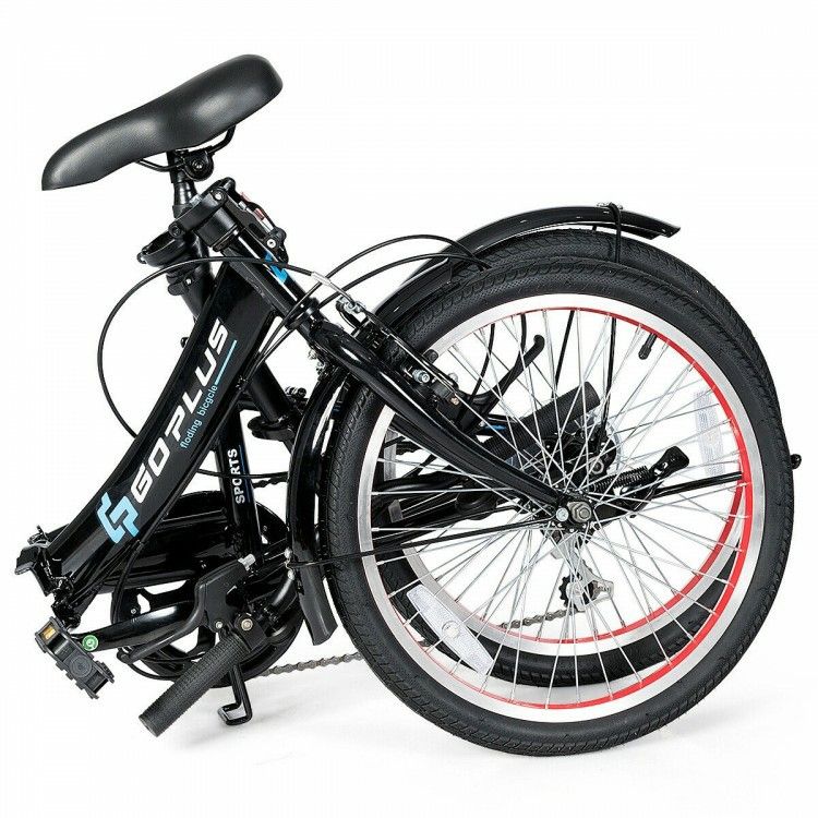 🚲Adult Folding Bicycle Bike with 7-Speed Drivetrain Dual V-Brakes