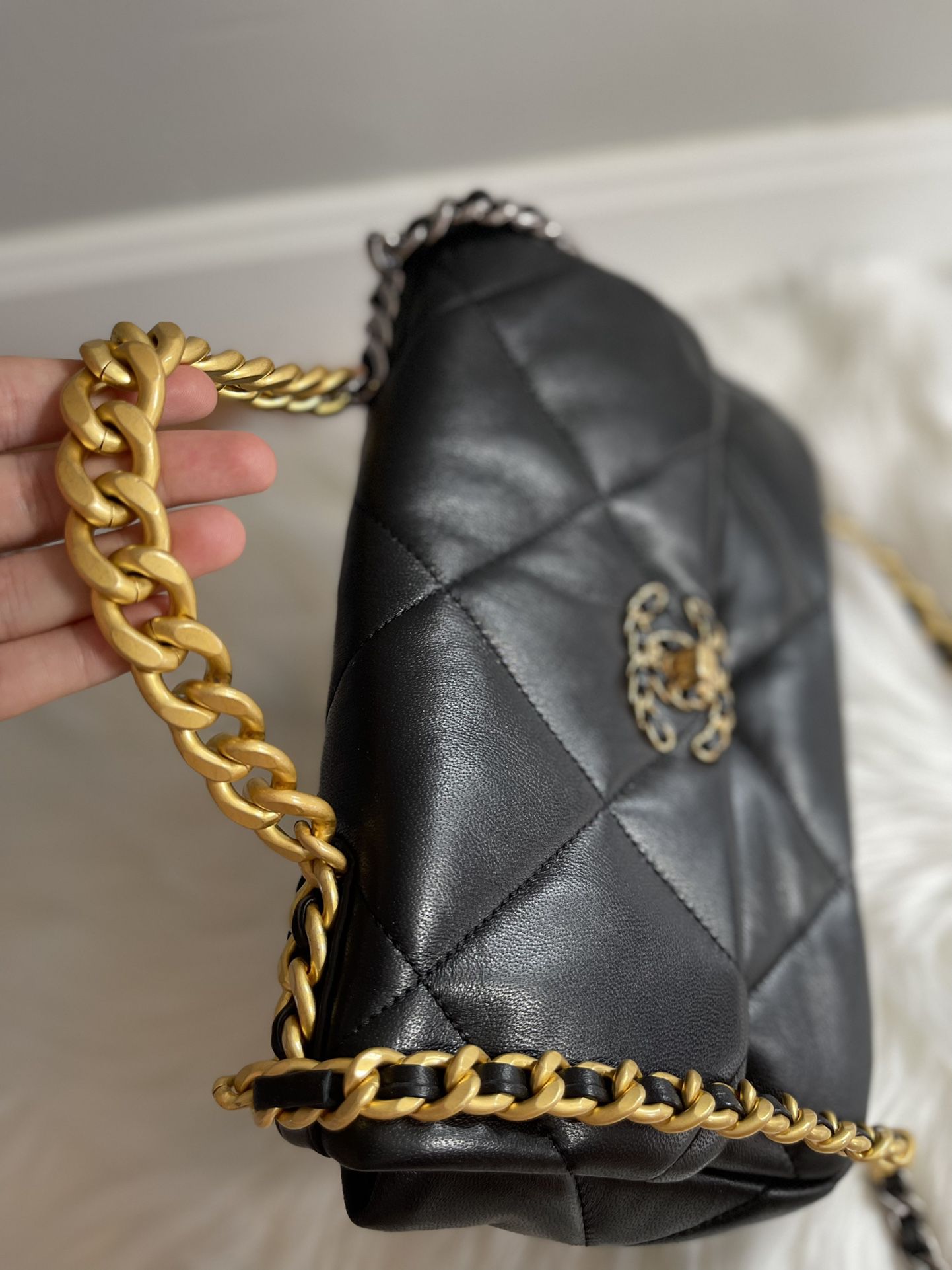 Black %100 High Quaility Leather Cc Women Bags 