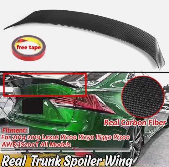 BRAND NEW 2014-2020 LEXUS IS200t IS300 IS350 AR STYLE REAL CARBON FIBER TRUNK SPOILER WING
