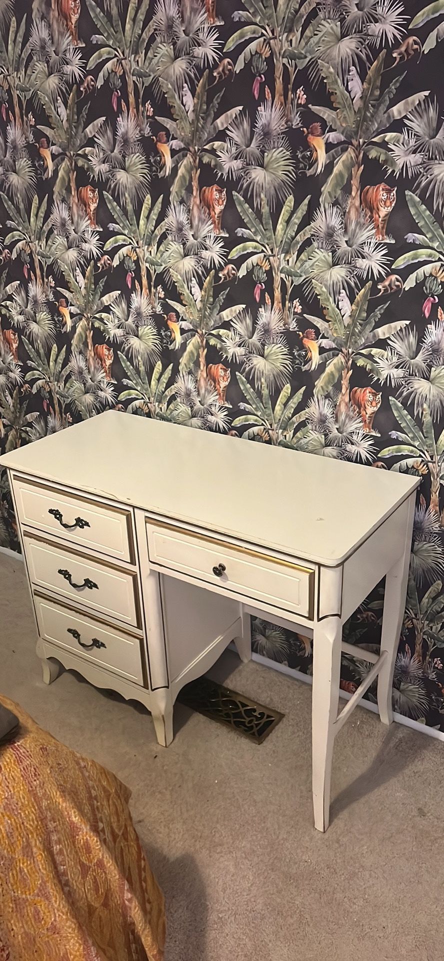Vintage White And Gold Desk