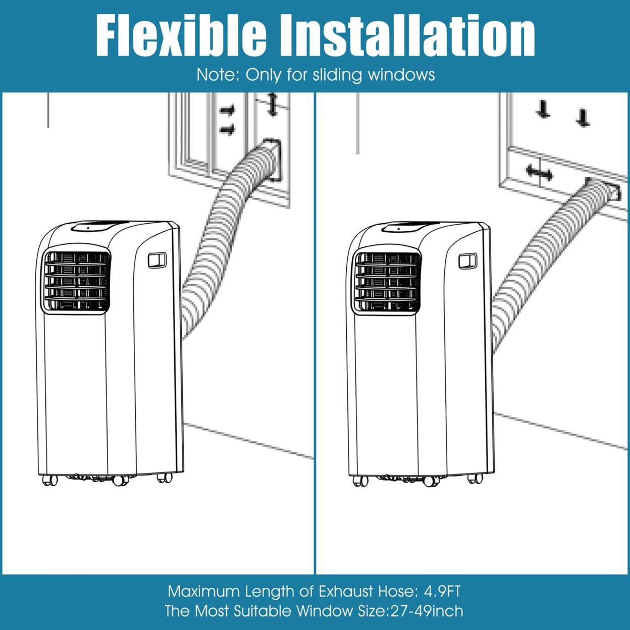 Costway 8000 BTU Portable Air Conditioner & Dehumidifier Function Remote W/ Window Kit