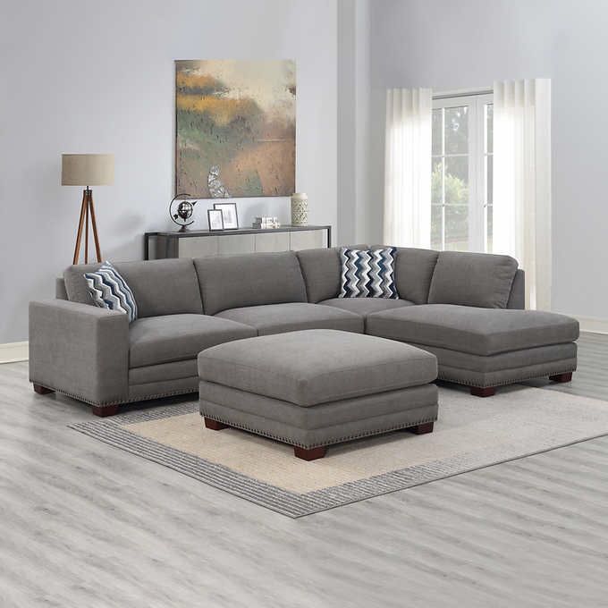 Costco Microfiber Grey Sectional With Ottoman 