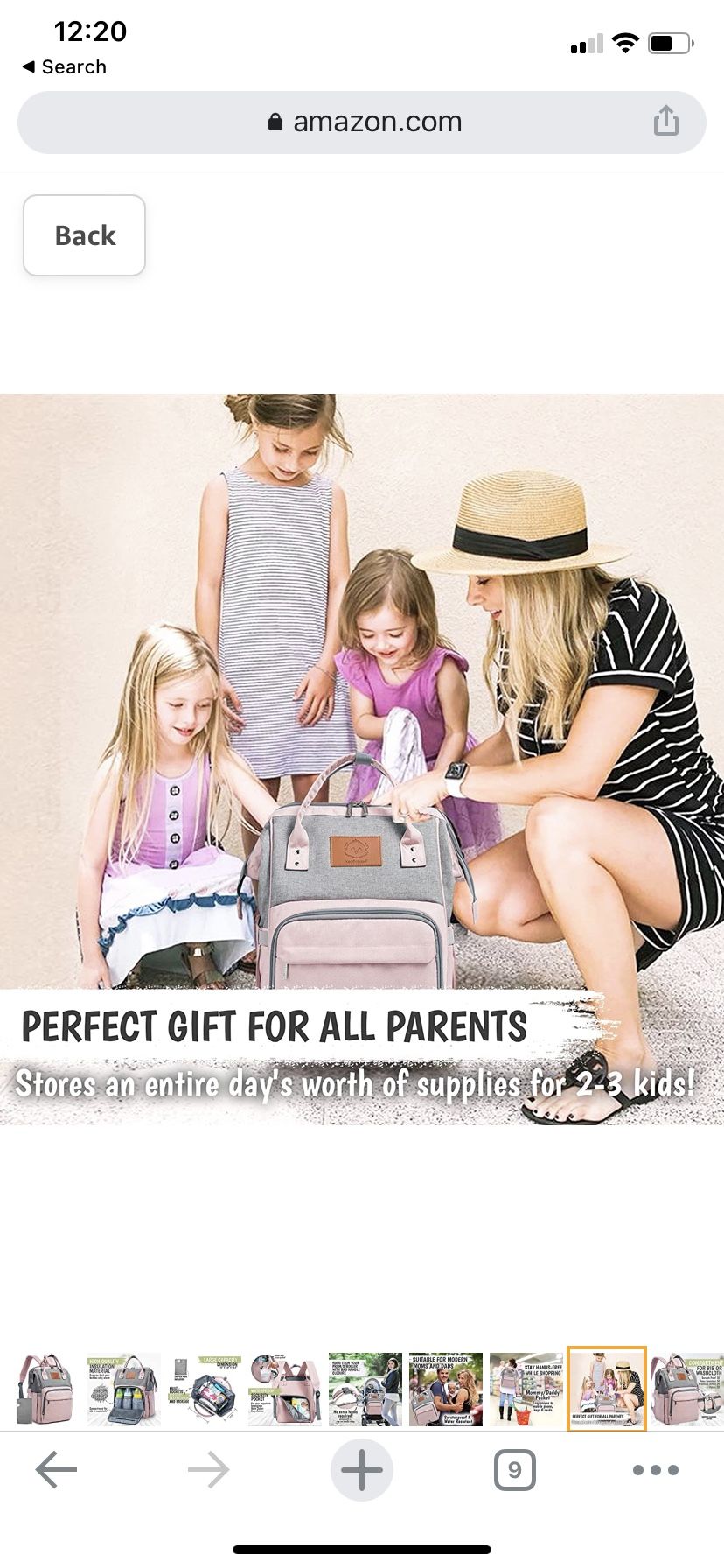Diaper Bag Backpack - Large Waterproof Travel Baby Bags (Pink Gray)