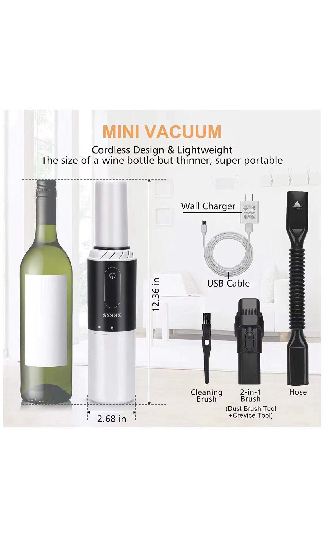 Handheld Vacuum Cordless, Portable Hand Held Car Vacuum Cleaner with High Power, Rechargeable Mini Vacuum for Home Office Pet Hair Cleaning, 8000Pa St