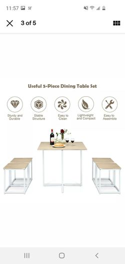 5 pcs Dining Table And Chairs Set Compact Space Bar Social family dinners Thumbnail