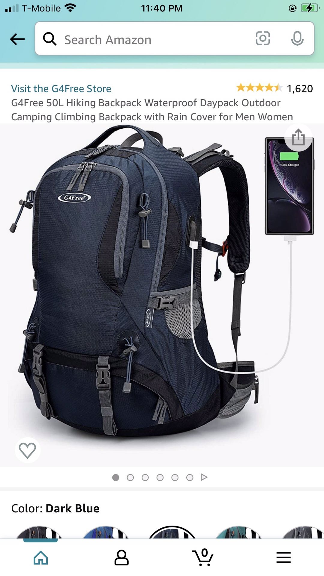 G4Free 50L Hiking Backpack Waterproof Daypack Outdoor Camping Climbing Backpack with Rain Cover for Men Women
