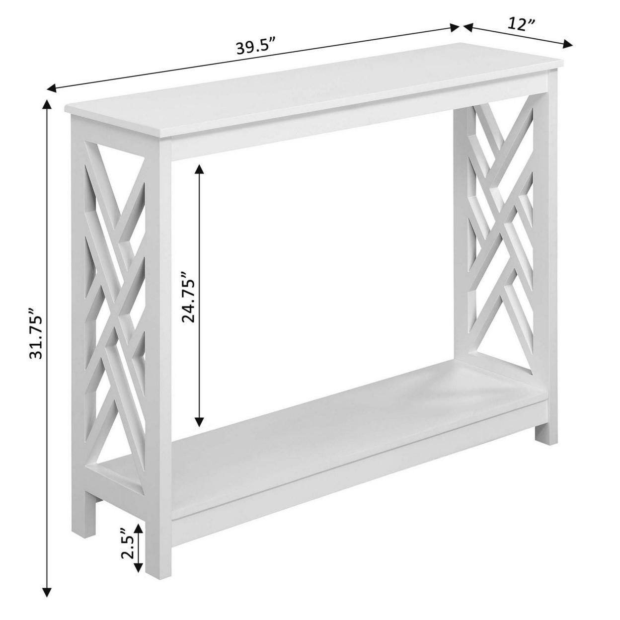 Titan Console Table with Shelf, White