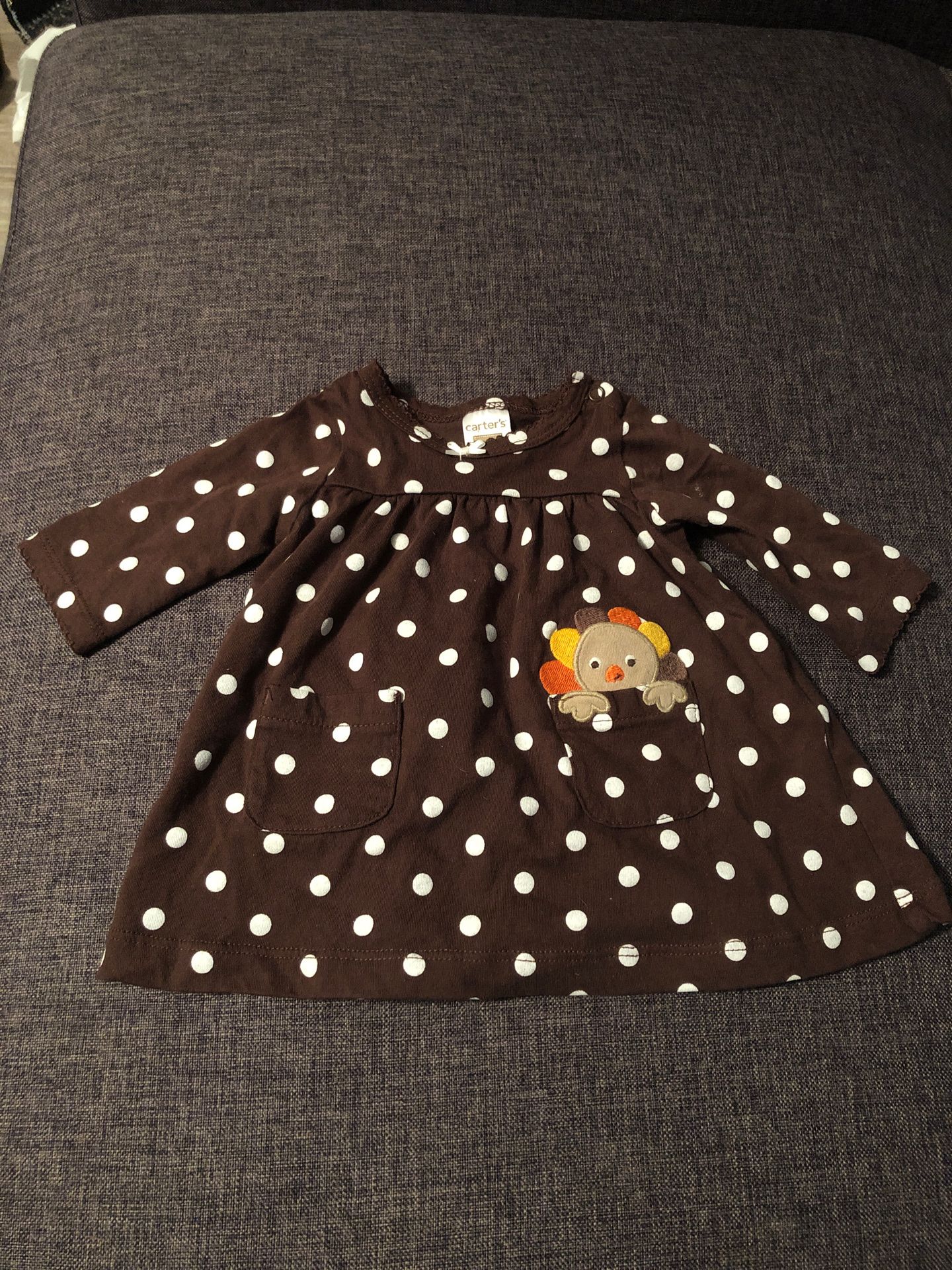Carter’s Thanksgiving Dress- Brown and White Polka Dot - Newborn