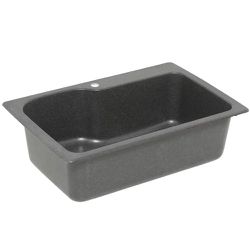 Swan Drop-In/Undermount Solid Surface 33 in. 1-Hole Single Bowl Kitchen Sink in Black Galaxy  - #72117 -OS Thumbnail