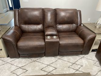 Couch, Loveseat and Recliner Powered leather Living Room Set Thumbnail