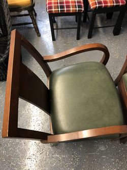 Pair Of Green Leather Armchairs Thumbnail