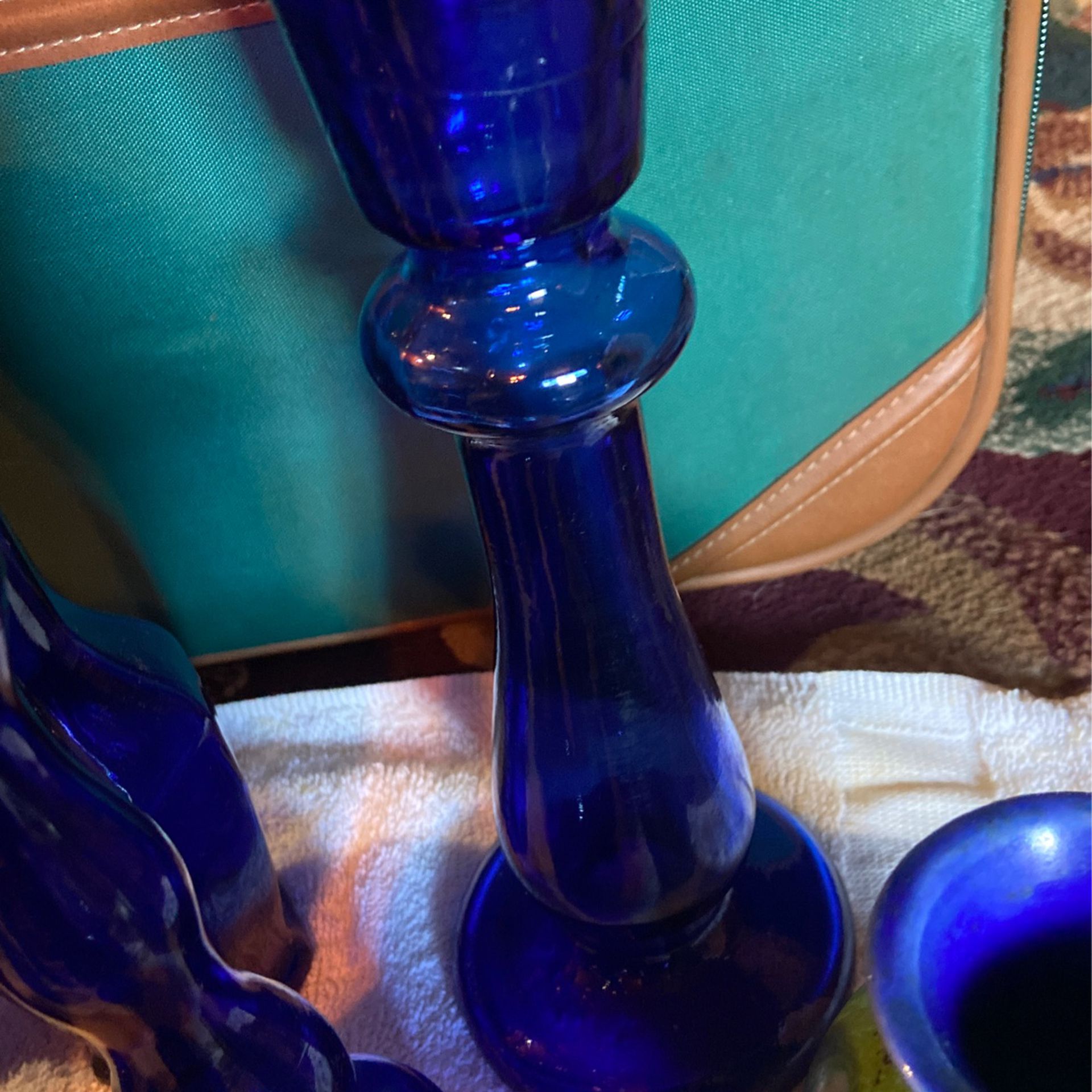 Cobalt Blue Glass And Pottery