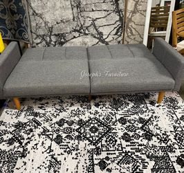 Brand New Grey Linen Futon Sofa Bed (New In Box)  Thumbnail
