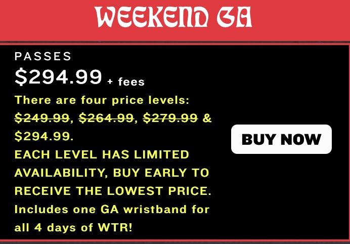 Welcome To Rockville Weekend Passes