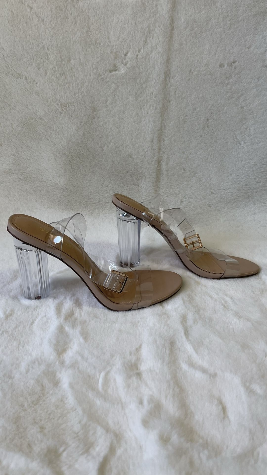 Nude And Clear Heels