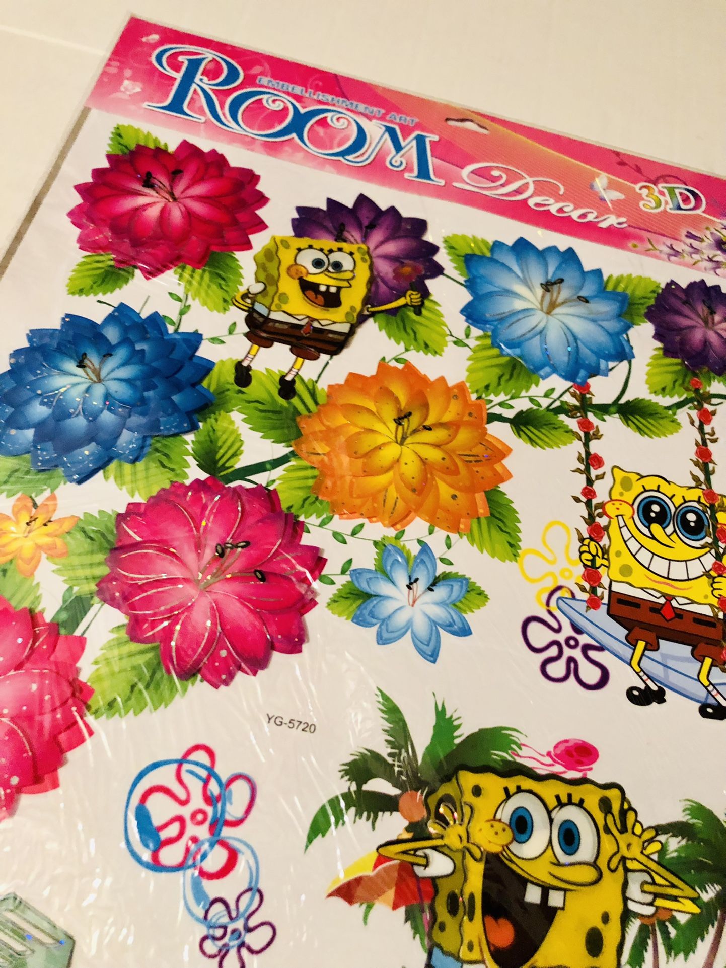 Sponge Bob 3D Wall, Mirror or Window Sticker Absolutely Stunning Some of the Decals Pop out and look realistic 30x20 Inches 5 available listing is