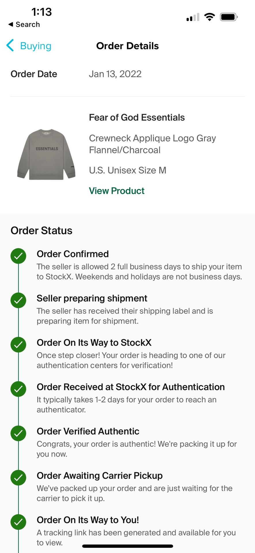 New, Original, Never Wear FEAR GOD ESSENTIALS CREWNECK SIZE M
