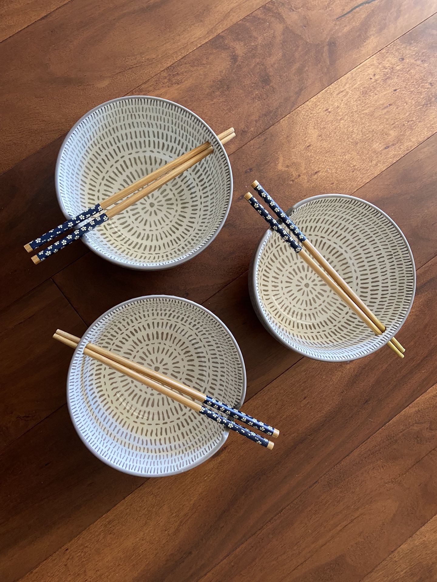 3 Bowls With Chopsticks