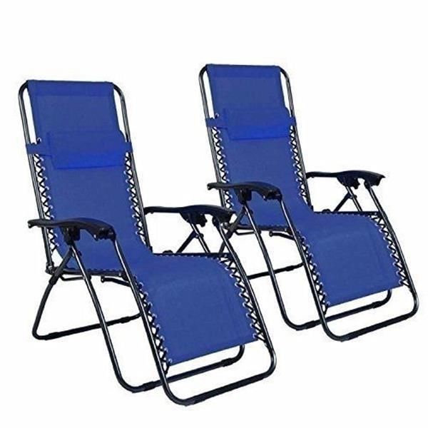 2pcs Plum Blossom Lock Portable Folding Chairs with Saucer Blue