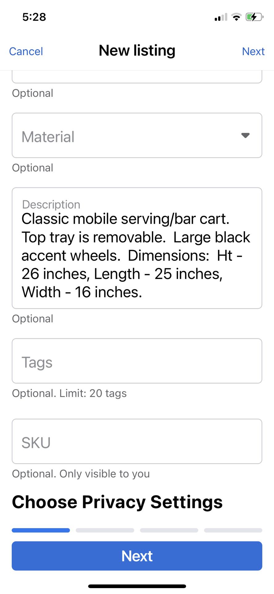 Classic Serving/Bar Cart