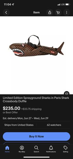Limited Edition Sprayground Sharks in Paris Shark Crossbody Duffle   Thumbnail