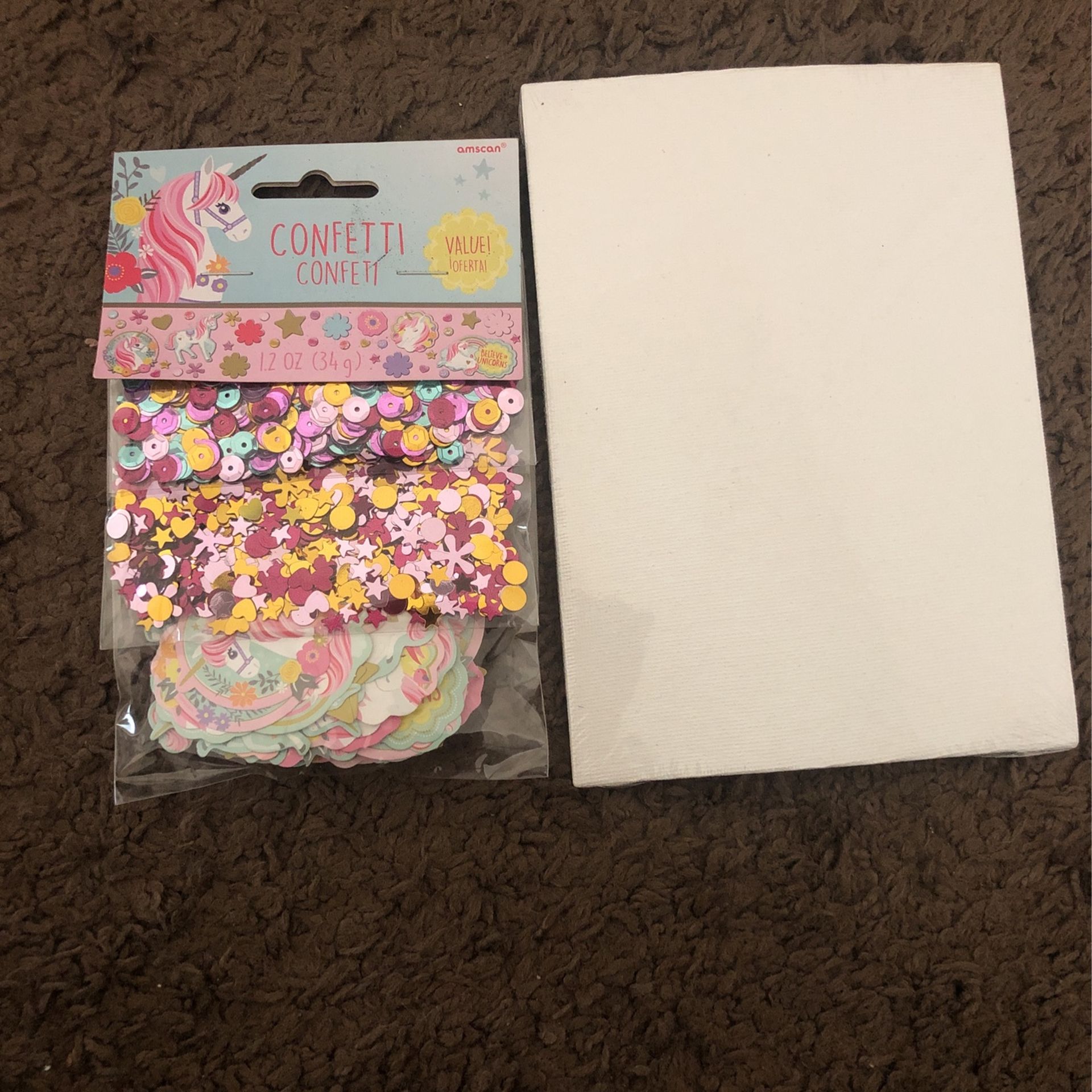 Three Diffrent Types Of Confetti And Mint Paint Canvass