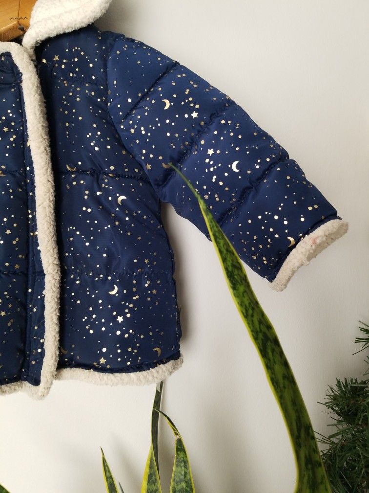 18m / 2T Blue Gold Star And Moon Winter Jacket
