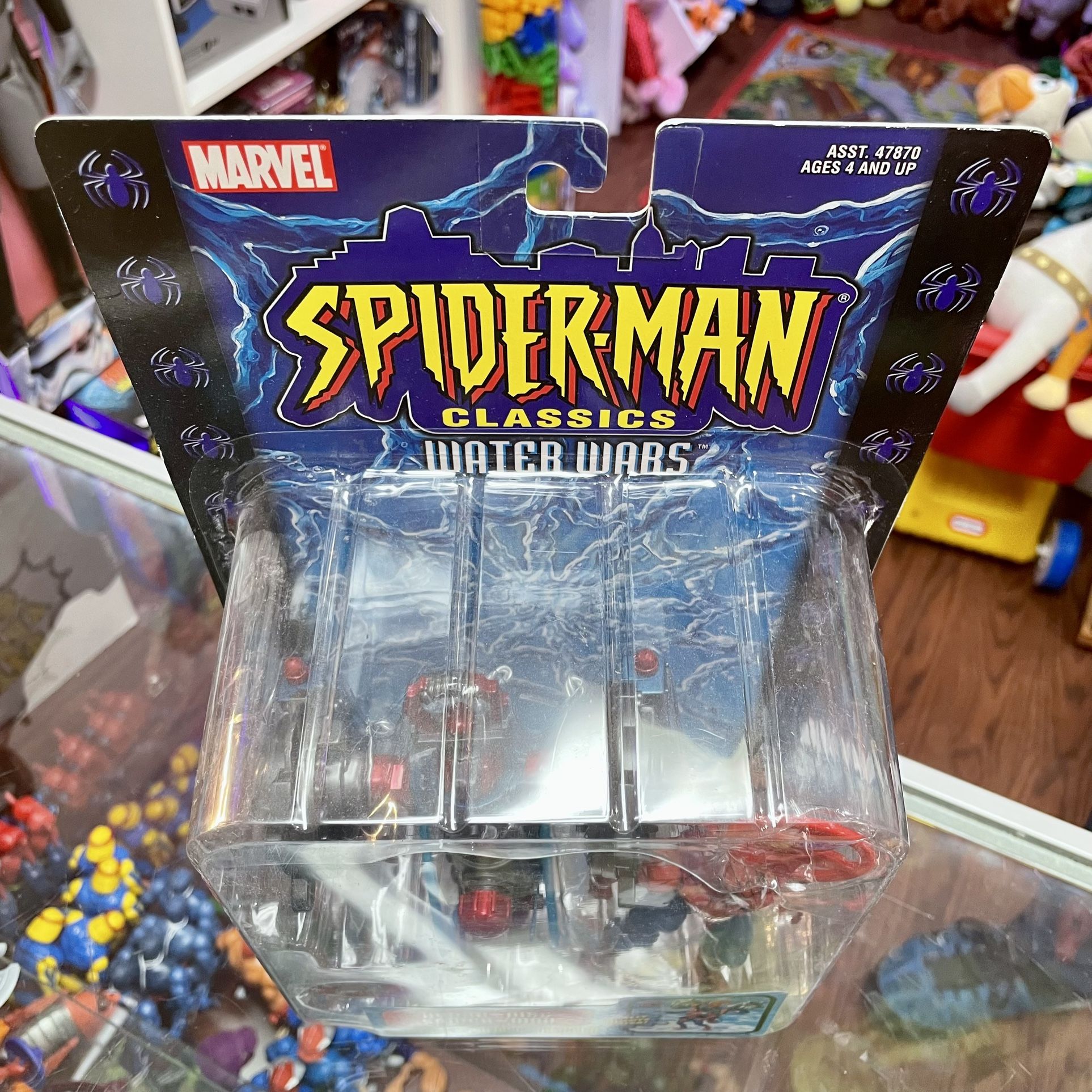 Vintage 2001 Toy Biz Marvel Spider-Man Classics Water Wars Hydro-Disc With Twin Aqua Disc Launcher Action Figure Toy NIB