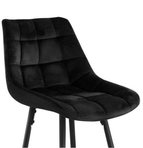 Elama 2-Piece Velvet Tufted 38 in. Bar Chair in Black with Metal Legs