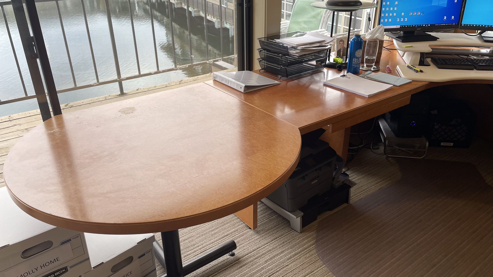 Large Custom Office Desk with File Cabinets