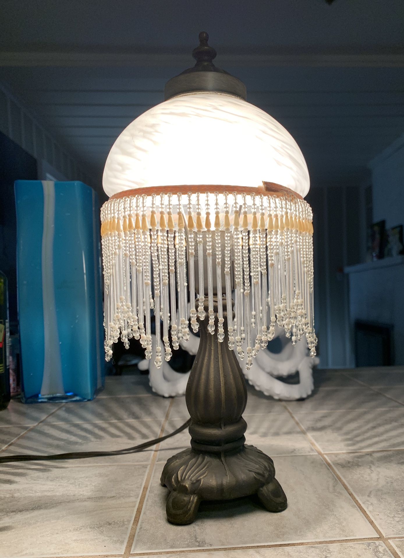 Antique beaded lamp