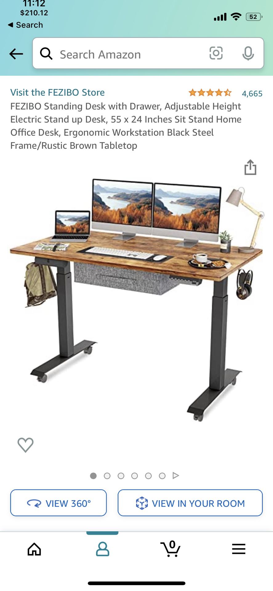 Fezibo Standing Desk w/Drawer 55in